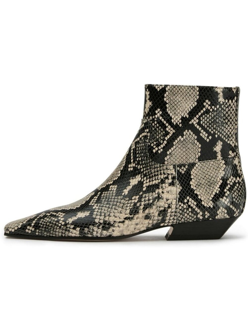 Women's Snake Suede Square Toe Side Zip Short Fashion Dress Low Heel Ankle Boots